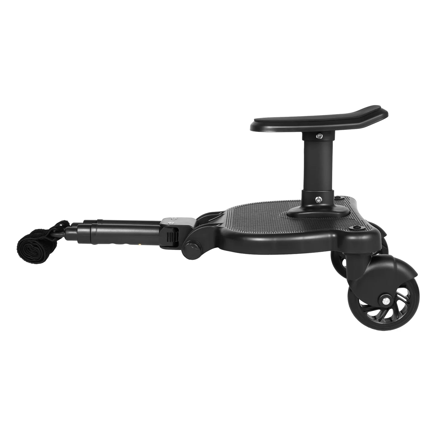 Livoshop 2-in-1 universal stroller board with detachable seat, black, for kids up to 25kg, attaches to pushchair for easy riding.