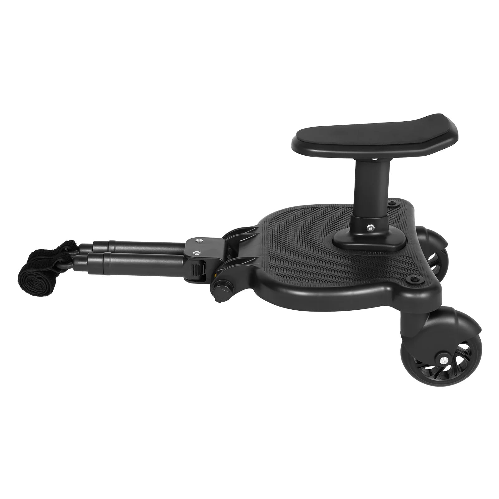 Livoshop 2-in-1 universal stroller board with detachable seat and pedal adapter, black, supports up to 25kg for kids ride and standing.
