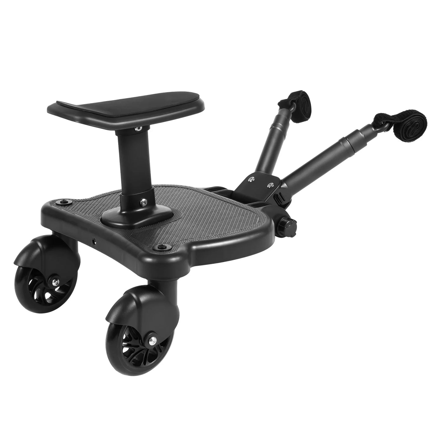 Black Livoshop 2-in-1 universal stroller board with detachable seat, buggy board for kids ride, supports up to 25kg.