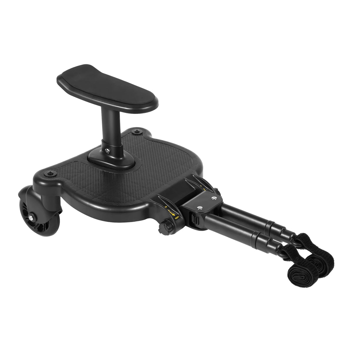 Livoshop black 2-in-1 universal stroller board with detachable seat, buggy pedal, and load capacity for kids' pushchair riding.