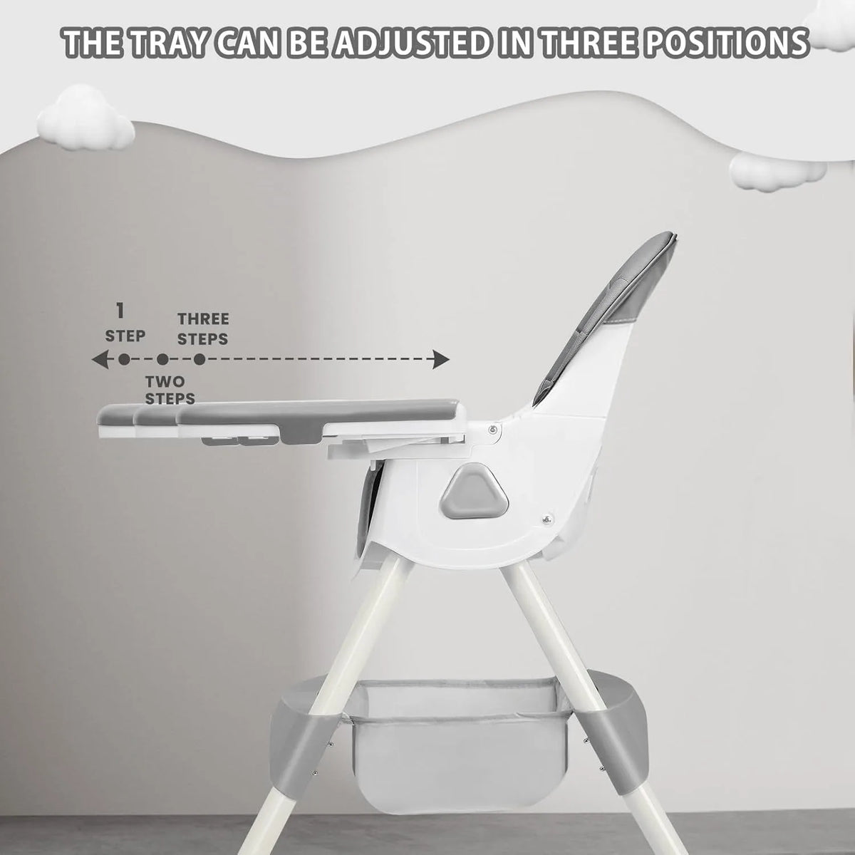 Dark blue 3-in-1 Livoshop baby high chair with foldable design, double-layer dinner plate, and eat & play convertible features.