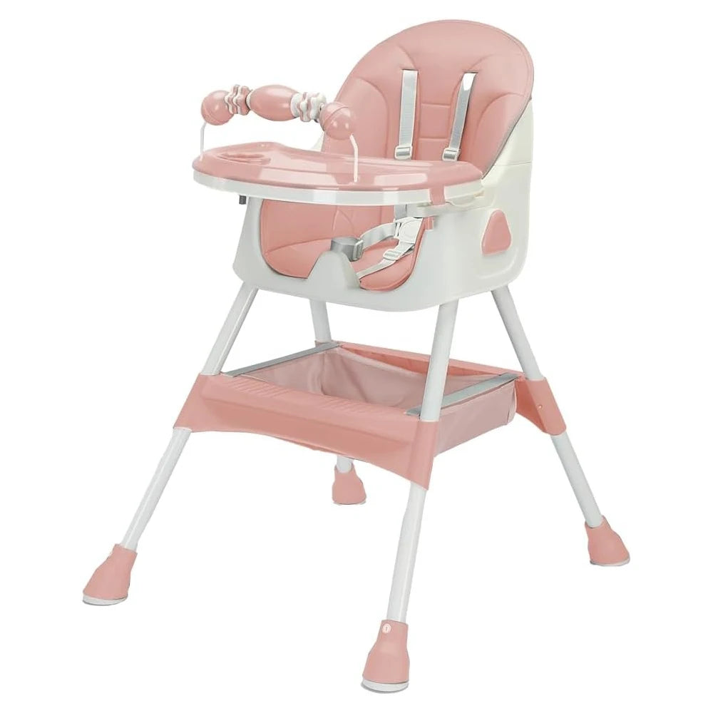 Dark-blue 3-in-1 Livoshop baby high chair with foldable design, convertible seats, and double-layer dinner plate for easy feeding and play.