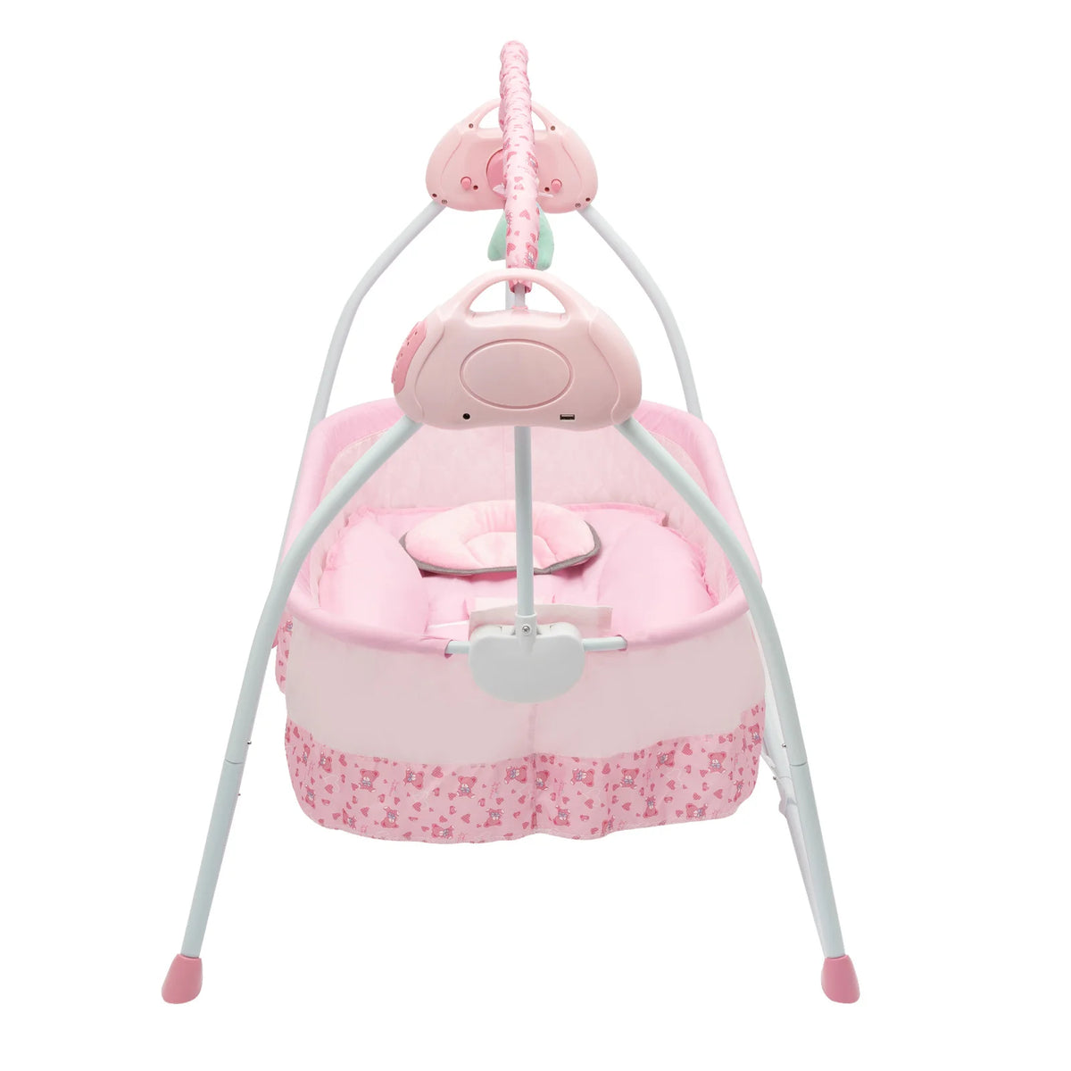 Pink electric baby cradle swing with remote control from Livoshop, USB automatic rocking sleeper for newborns.
