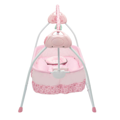 Pink electric baby cradle swing with remote control from Livoshop, USB automatic rocking sleeper for newborns.