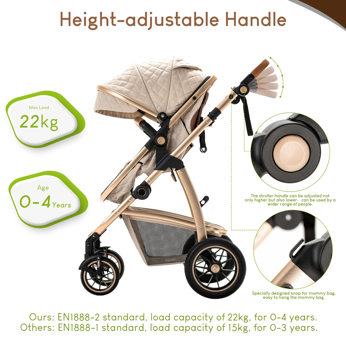 Livoshop 3-in-1 baby travel system with black pushchair, adjustable handle, mosquito net, and lightweight aluminum frame.