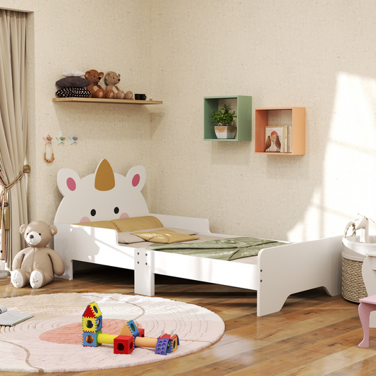 Unicorn-Designed Toddler Bed, Kids Bedroom Furniture - White