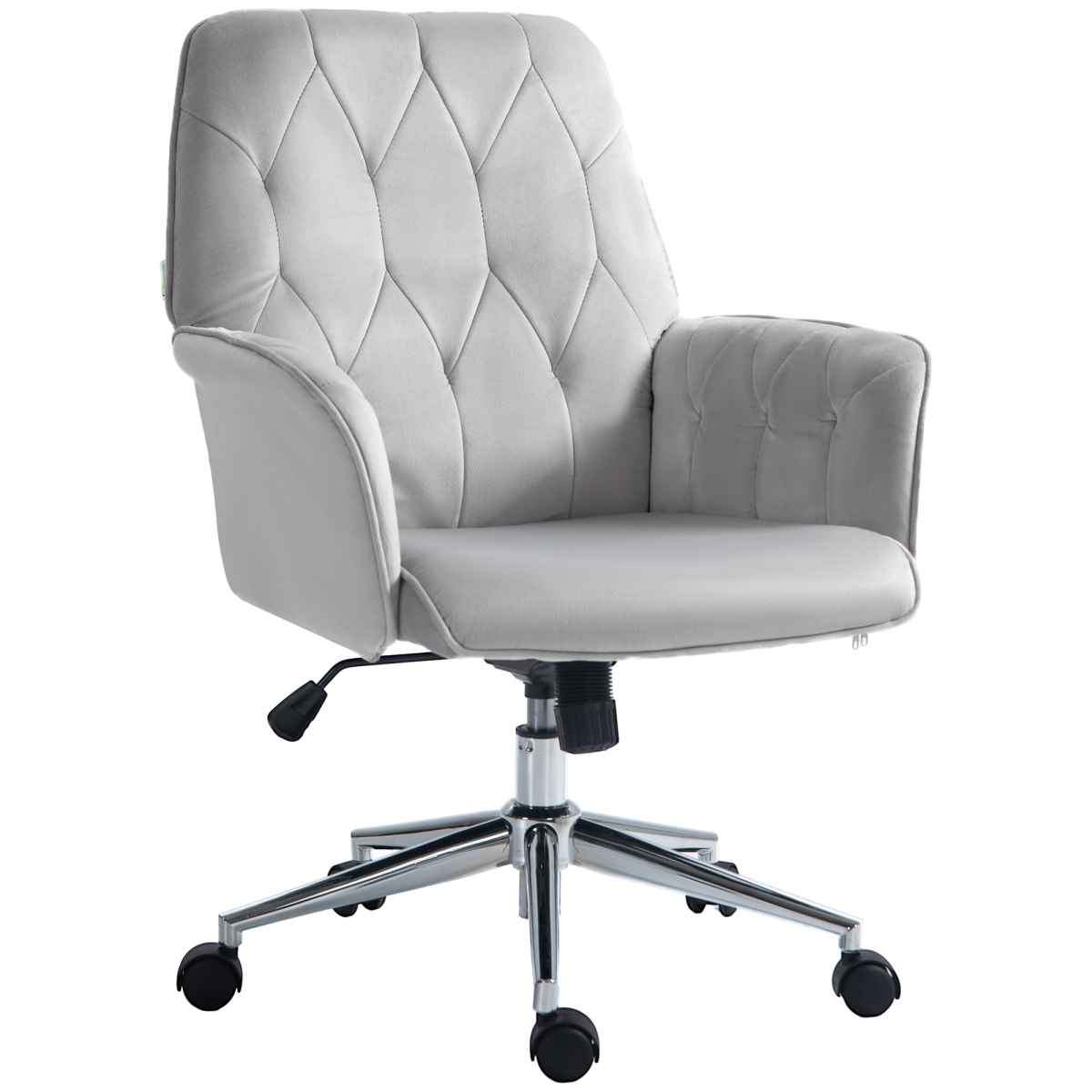 Swivel Computer Chair w/ Arm Modern Style Tufted Home Office Light Grey