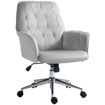 Swivel Computer Chair w/ Arm Modern Style Tufted Home Office Light Grey