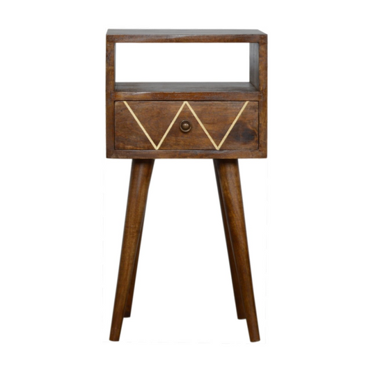 Artisan Furniture Solid Wood Mini Geo Brass Bedside