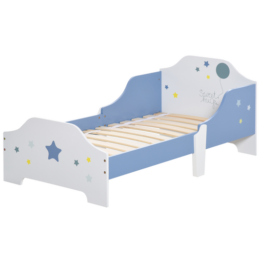 Kids Star Balloon Single Bed Frame Guardrails Slats Bedroom Furniture HOMCOM