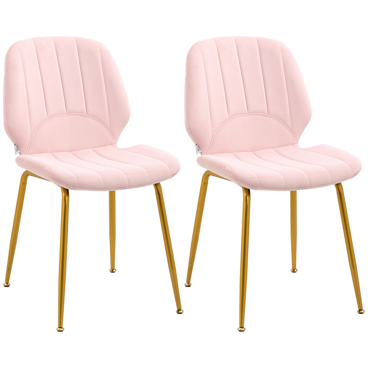 Modern Dining Chairs Set of 2 with Padded Seat and Steel Legs, Pink