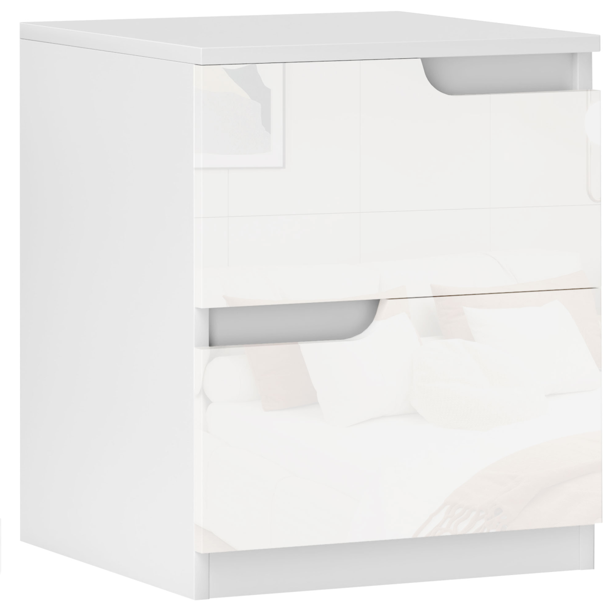 Modern Bedside Table with 2 Drawers for Bedroom, Living Room, White