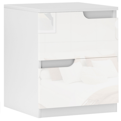 Modern Bedside Table with 2 Drawers for Bedroom, Living Room, White
