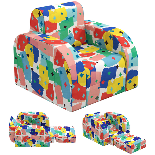 Kids Armchair, Foldable Toddler Chair for Bedroom - Multicoloured