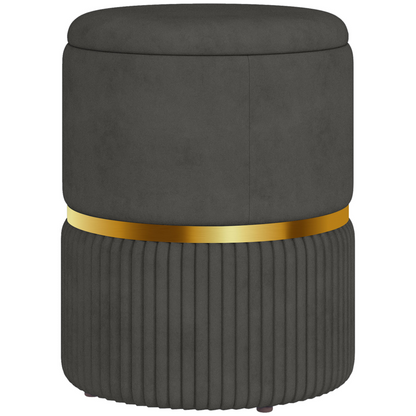 HOMCOM round pouffe with cushioned top and hidden storage space, versatile footstool and storage solution in a modern design