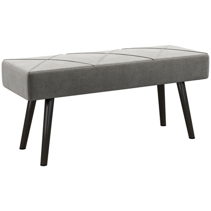 End of Bed Bench, Upholstered Hallway Bedroom with Steel Legs, Grey