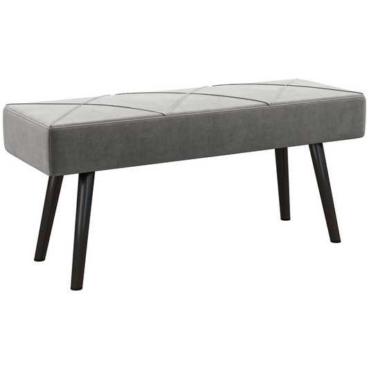 End of Bed Bench, Upholstered Hallway Bedroom with Steel Legs, Grey