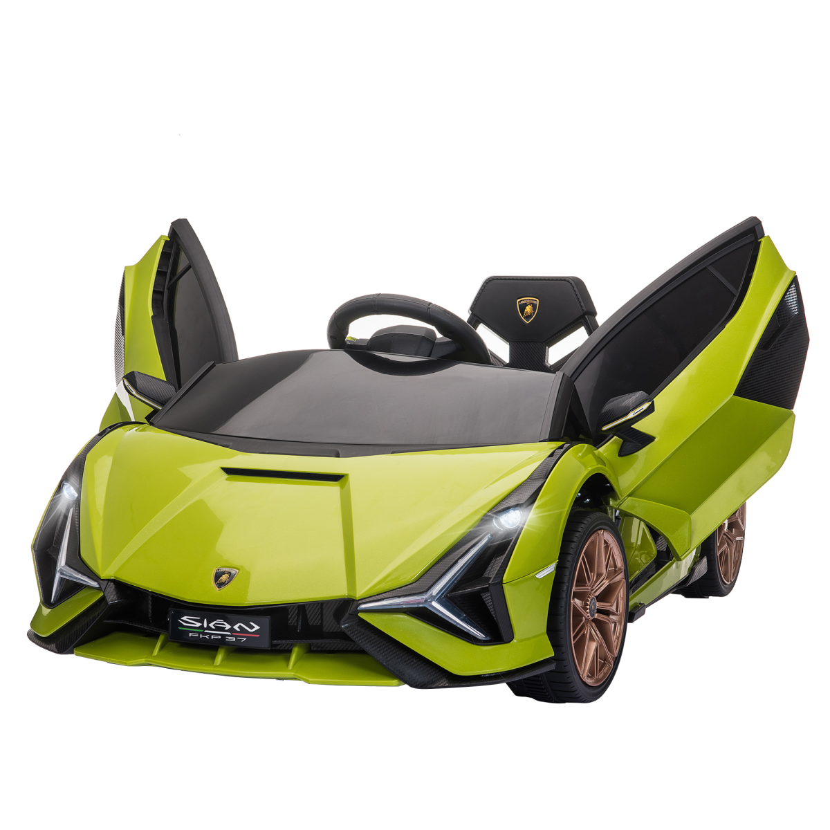 Lamborghini SIAN 12V kids' electric ride-on car with remote control, blue toy vehicle for children, detailed exterior design