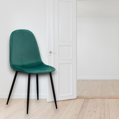 Green fabric chair with black metal legs from MSL, showcasing a modern and comfortable seating design.