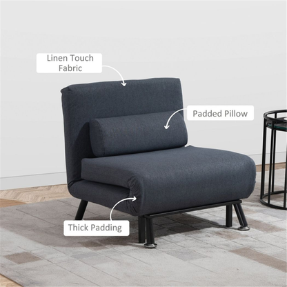 Comfortable single sofa bed with plush cushions and modern design, ideal for small living spaces and versatile seating.