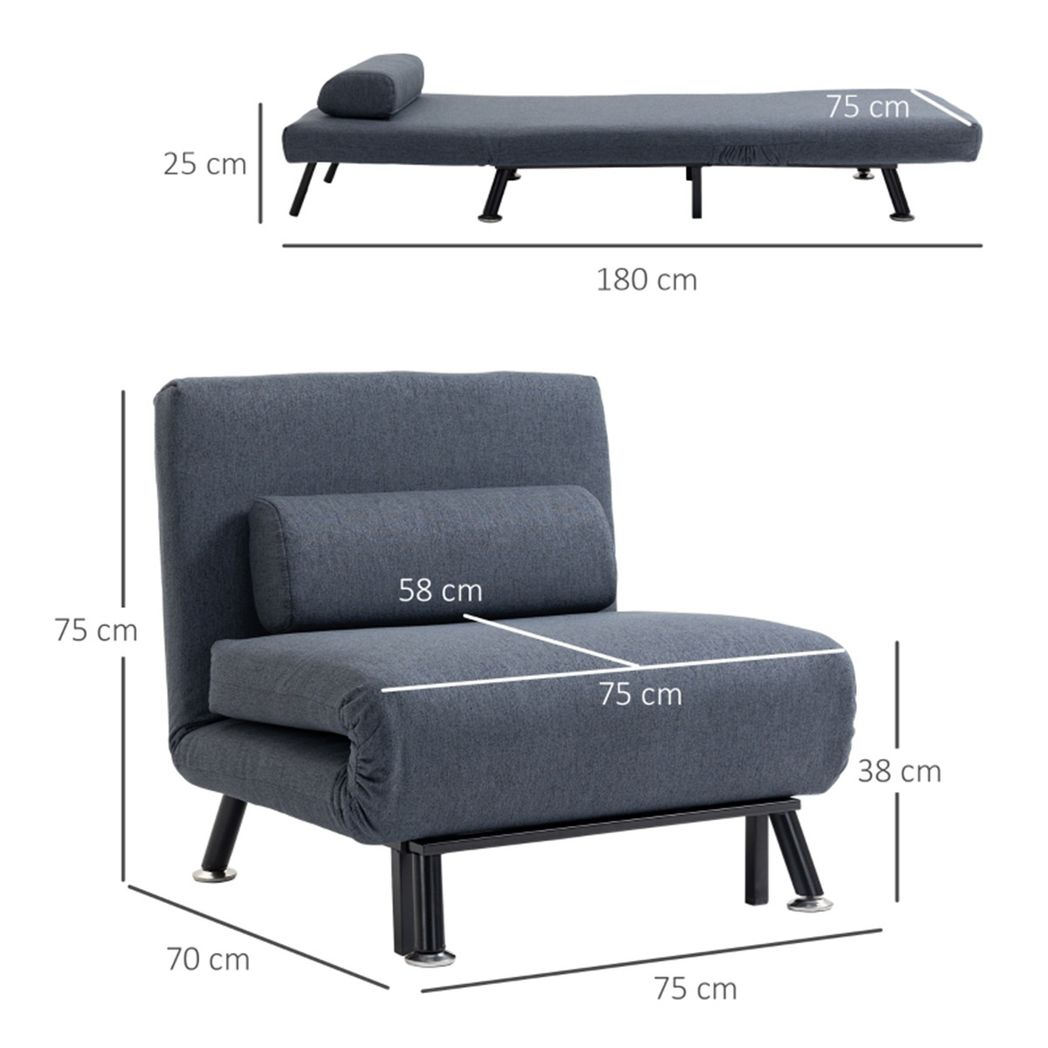 Comfortable sofa chair that converts into a single sofa bed, ideal for small living spaces and versatile seating.
