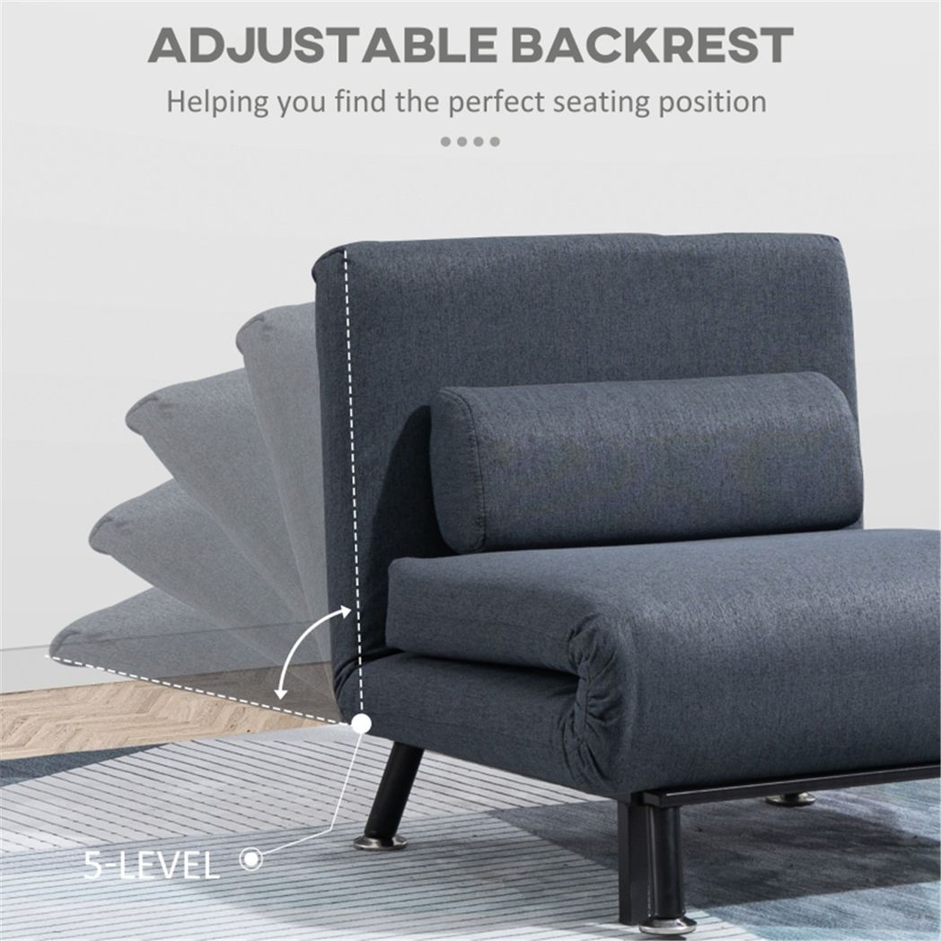 Comfortable sofa chair and single sofa bed with plush cushions and modern design, ideal for small living spaces.