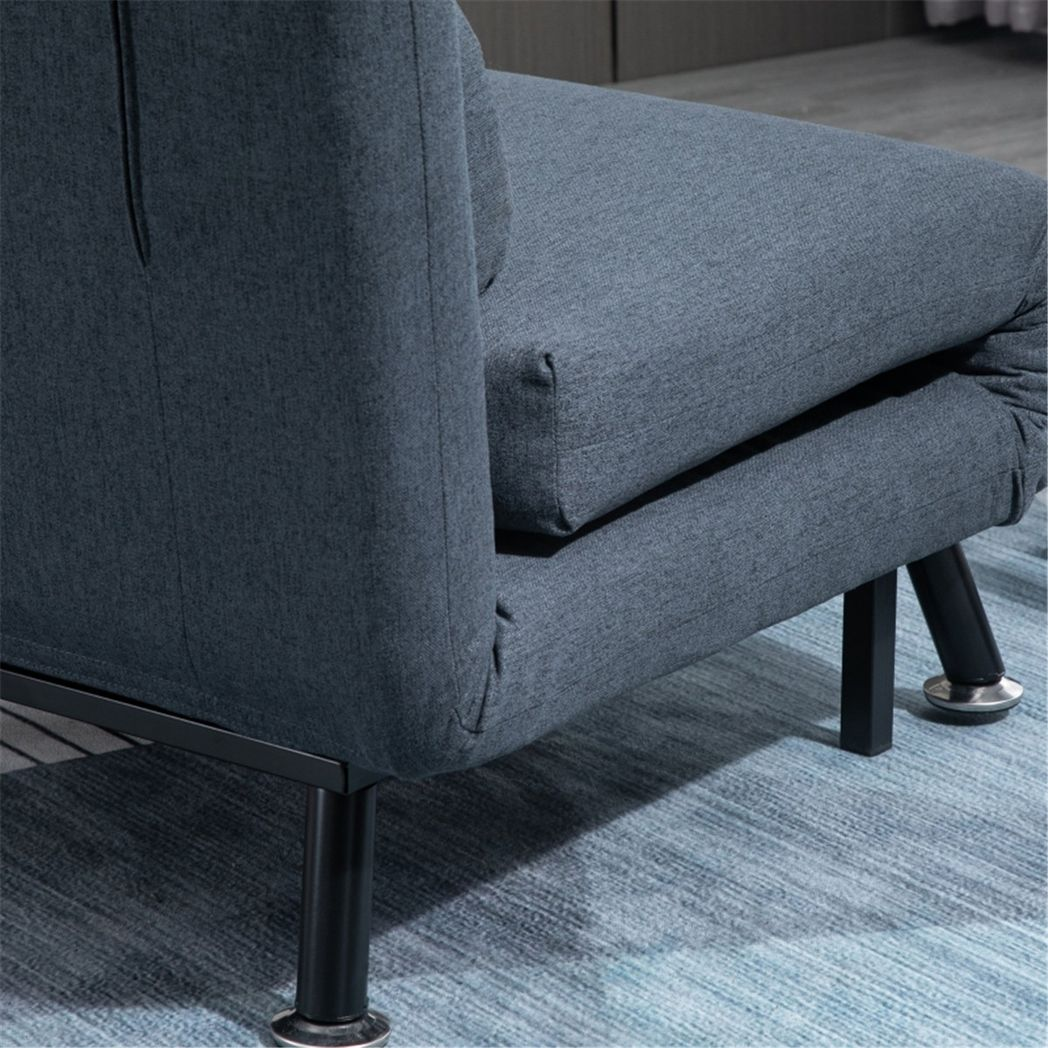 Comfortable single sofa bed chair in neutral fabric, perfect for small living spaces and easy to move.