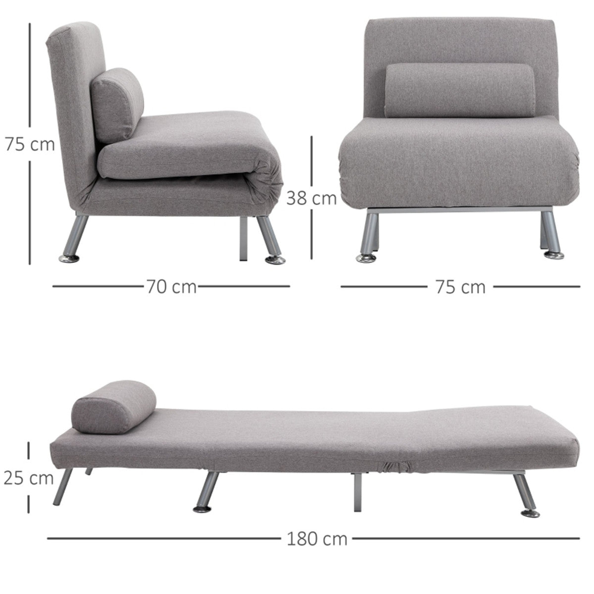 Comfortable sofa chair that converts into a single bed, ideal for small living spaces and versatile seating.