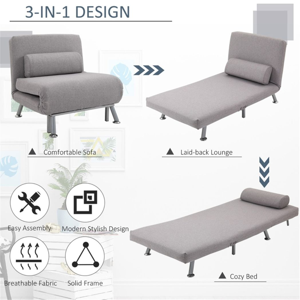 Comfortable sofa chair that converts into a single sofa bed, with plush cushioning and modern design for versatile seating.