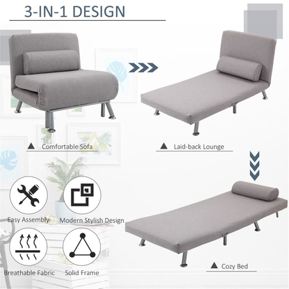 Comfortable sofa chair that converts into a single sofa bed, with plush cushioning and modern design for versatile seating.