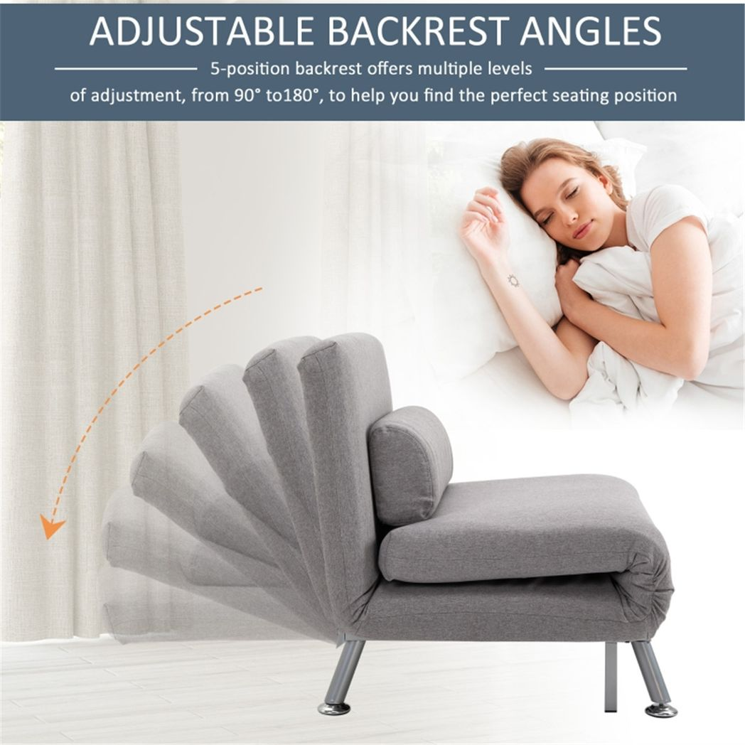 Comfortable sofa chair that doubles as a single bed, featuring plush cushions and a modern design suitable for living spaces.