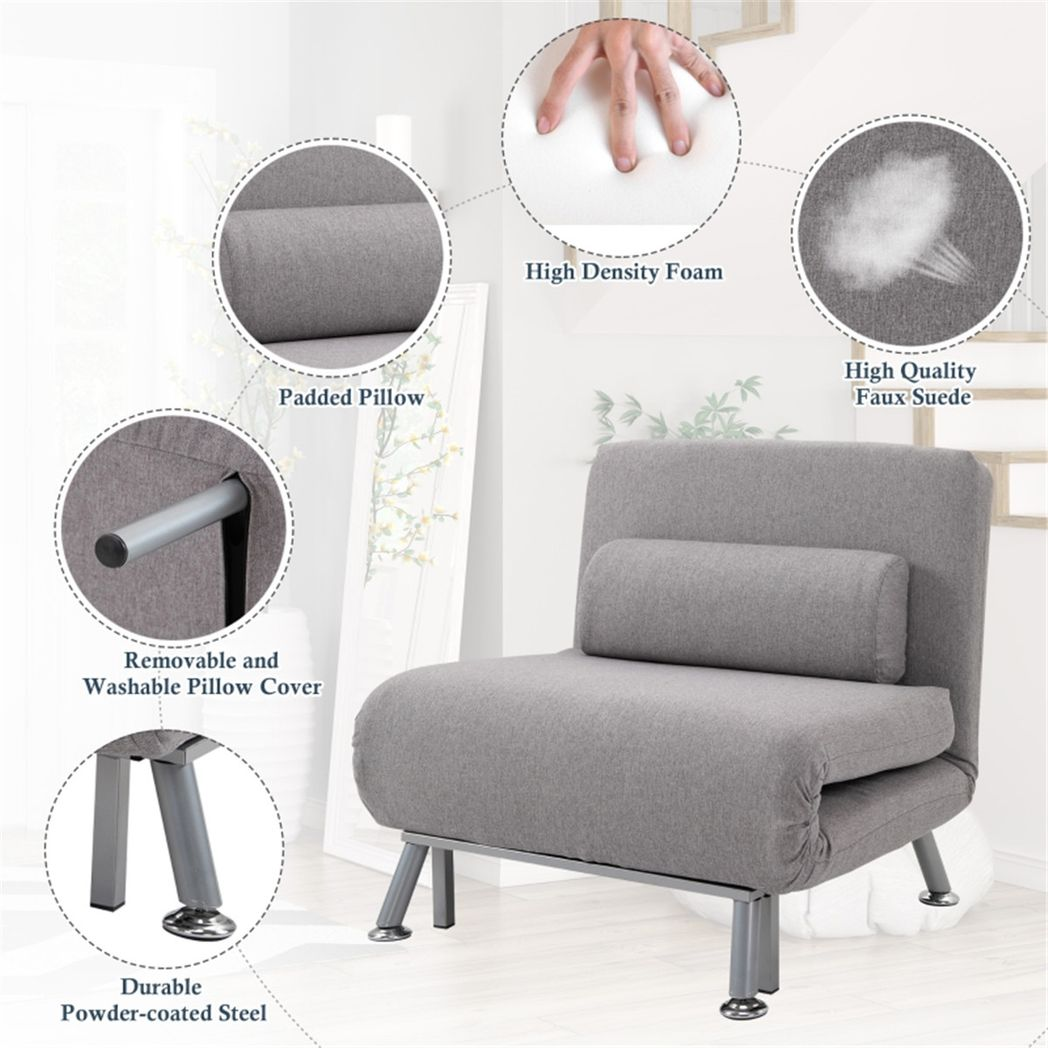 Comfortable sofa chair and single sofa bed with plush cushions and modern design for versatile living room seating.