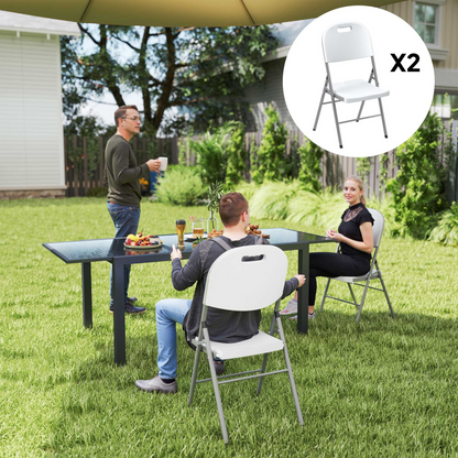 Set of 2 and 4 Outsunny folding garden chairs with steel frames, lightweight and portable outdoor seating for patio or garden use.