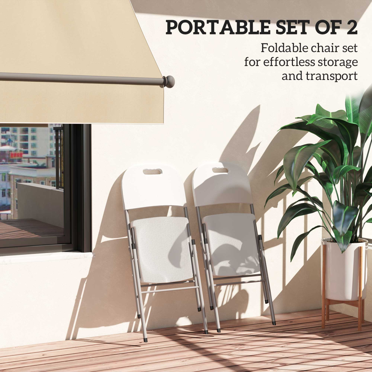 Set of 2 and 4 Outsunny folding garden chairs with steel frames, lightweight and portable outdoor seating for patio or garden.