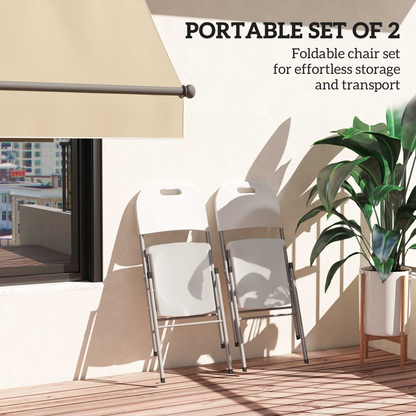 Set of 2 and 4 Outsunny folding garden chairs with steel frames, lightweight and portable outdoor seating for patio or garden.