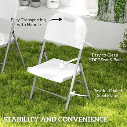 Set of 2 and 4 Outsunny folding garden chairs with steel frames, lightweight and portable for outdoor seating.