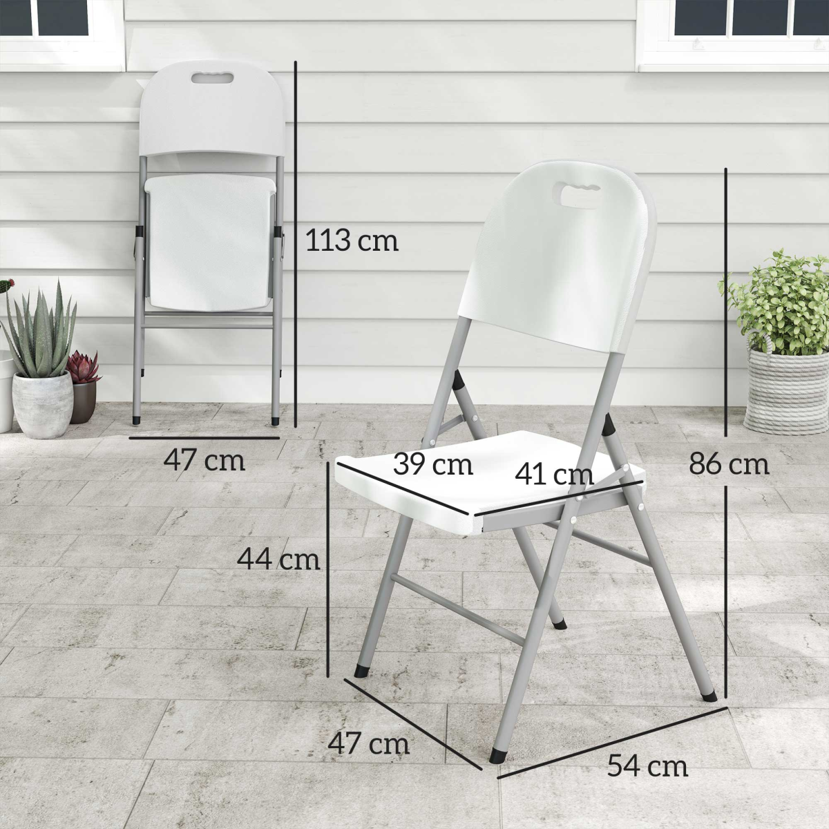 Set of 2 and 4 Outsunny folding garden chairs with steel frames, lightweight and sturdy outdoor seating options.