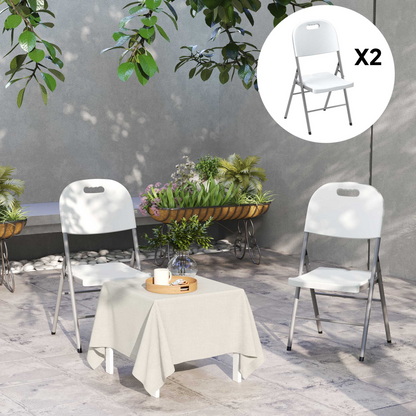 Set of 2 and 4 Outsunny folding garden chairs with steel frames, lightweight and portable outdoor seating for patio or garden use.