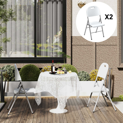 Set of 2 and 4 Outsunny folding garden chairs with steel frames, lightweight and portable outdoor seating for patio or garden.