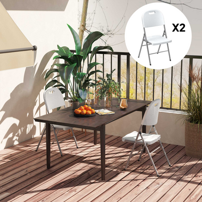 Set of 2 and 4 Outsunny folding garden chairs with steel frames, lightweight and portable outdoor seating for garden or patio.