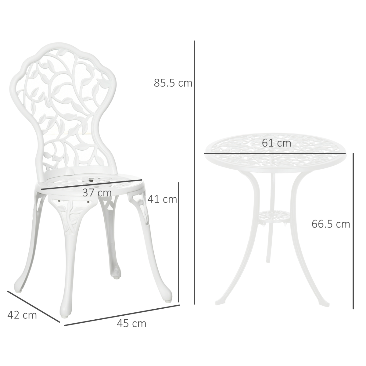 Outsunny aluminium bistro set with outdoor table and two chairs, lightweight and weather-resistant for patio use