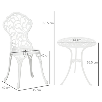 Outsunny aluminium bistro set with outdoor table and two chairs, lightweight and weather-resistant for patio use