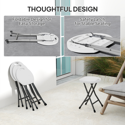 Outsunny white folding stool set of 4, decorative garden stools with a simple, stylish design for outdoor use
