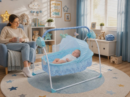 Electric Bluetooth Baby Swing Cradle Automatic Rocking Bassinet with Remote Control