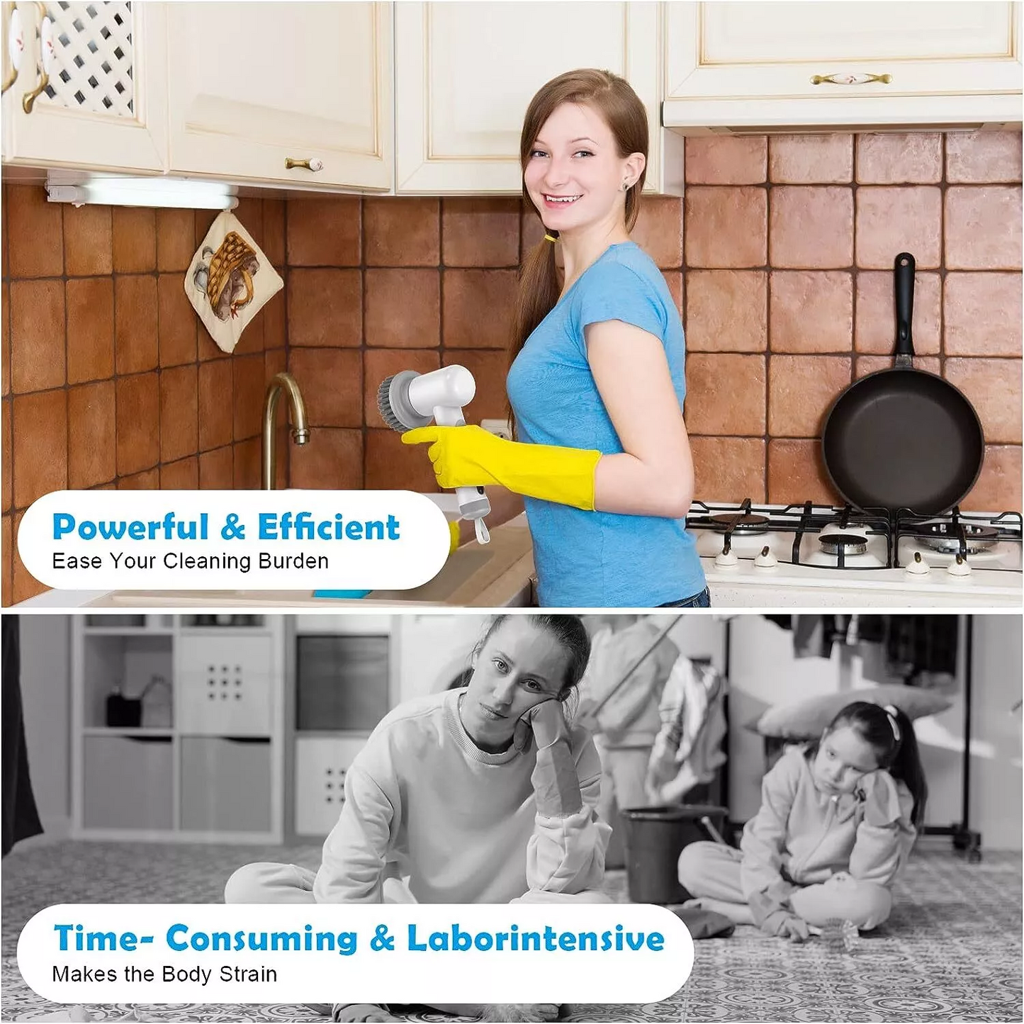 Electric Cleaning Brush Tool USB Charging For Housework Kitchen Dishwashing Brush Bathtub Tile Cleaning Brush IPX7 Waterproof