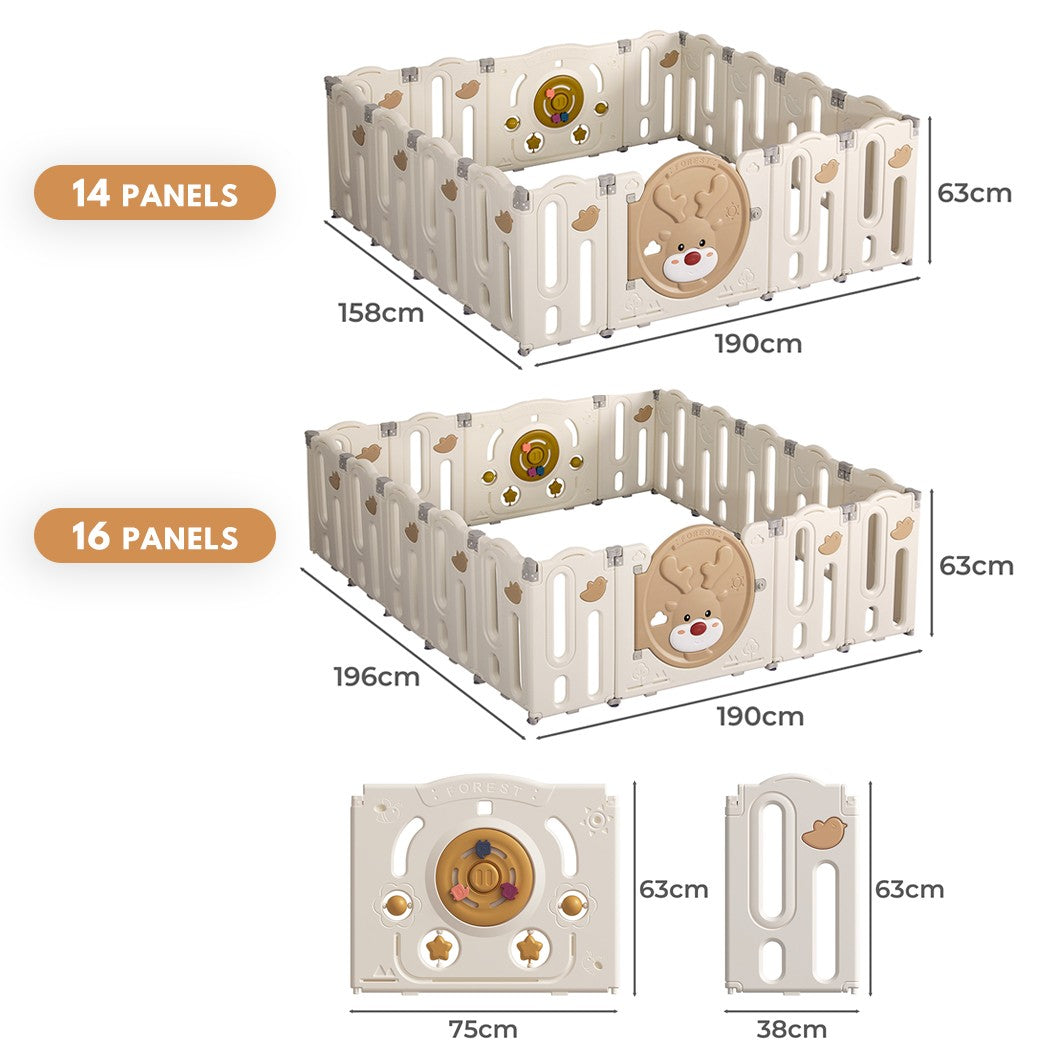Livoshop Dekko Kids Playpen with foldable safety gate panels, toddler play area, and baby safety enclosure in bright colors.
