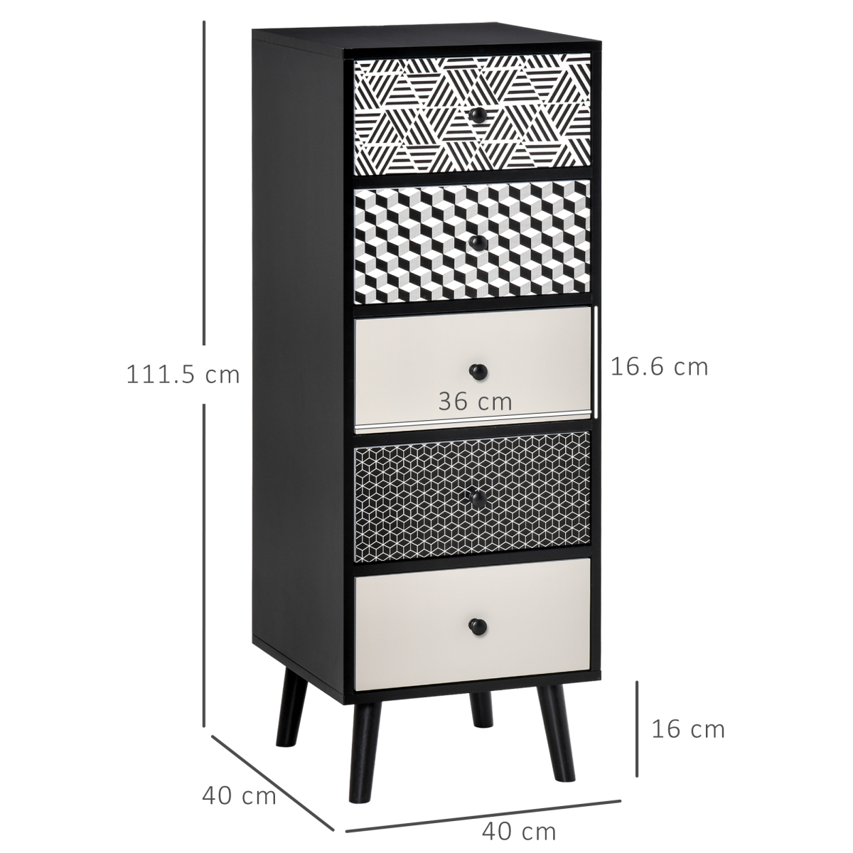 Wooden 5-drawer chest of drawers with sleek design, ideal for bedroom or living room storage and organization.