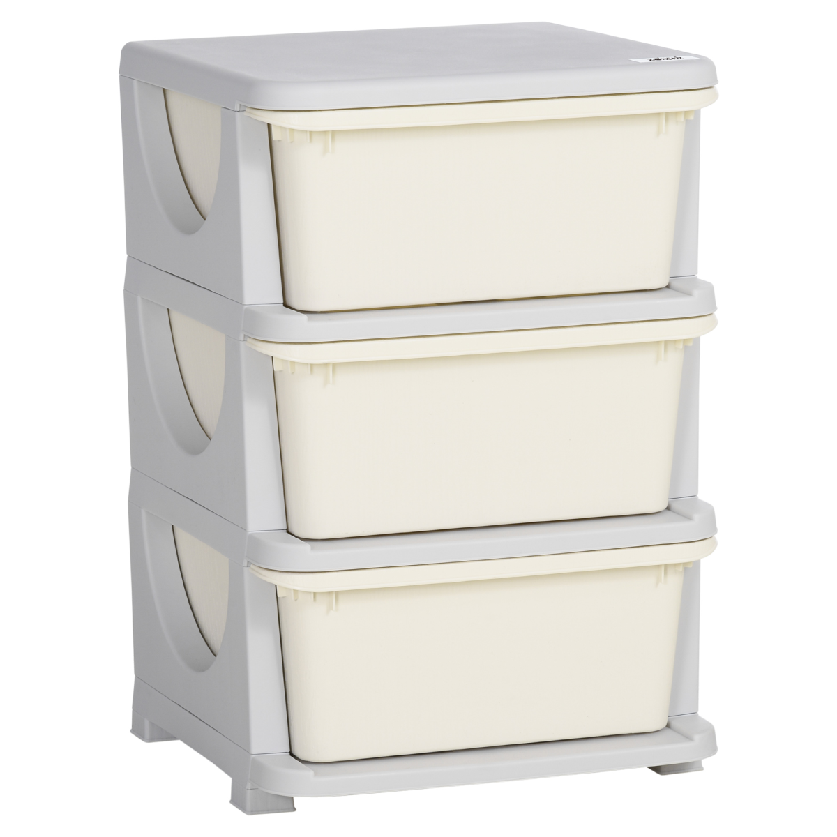 Kids storage unit with three drawers and a three-tier vertical dresser, featuring a sturdy wooden frame and colorful drawer fronts.