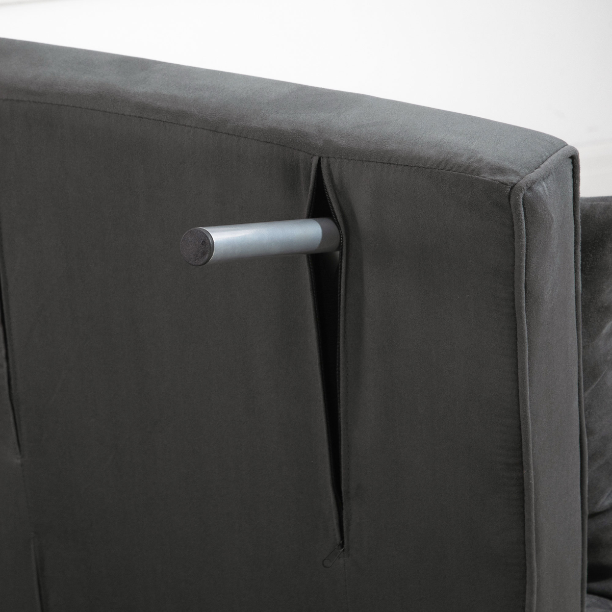 Foldable dark grey sofa bed and portable armchair with pillow, ideal for lounging and sleeping, Unbranded.