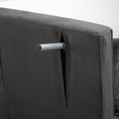 Foldable dark grey sofa bed and portable armchair with pillow, ideal for lounging and sleeping, Unbranded.